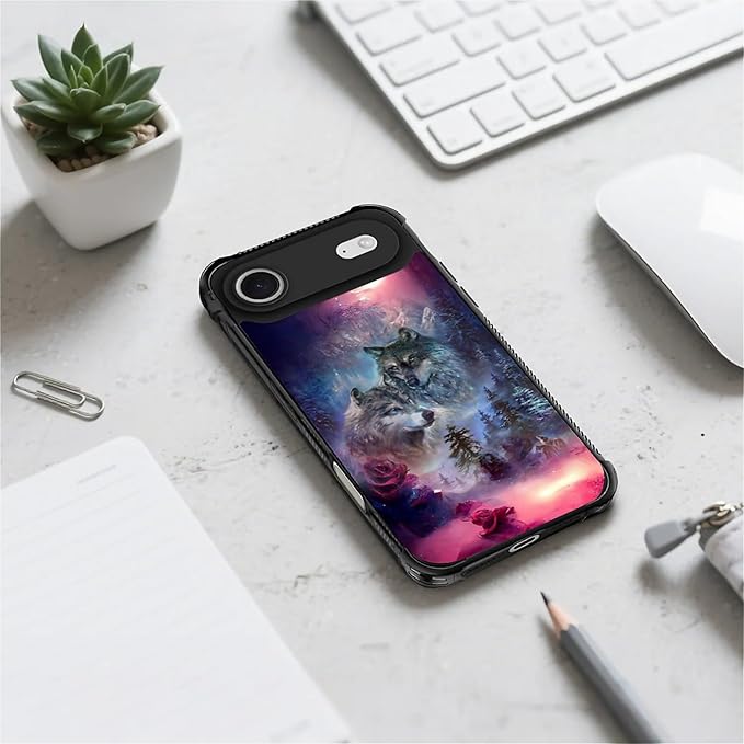 for iPhone 17 Air Case,for MagSafe Graphic Design for Girl Boy Soft Silicone Hard Acrylic Shock Protection Designed for iPhone 17 Air Star Two Wolfs Howling Pattern