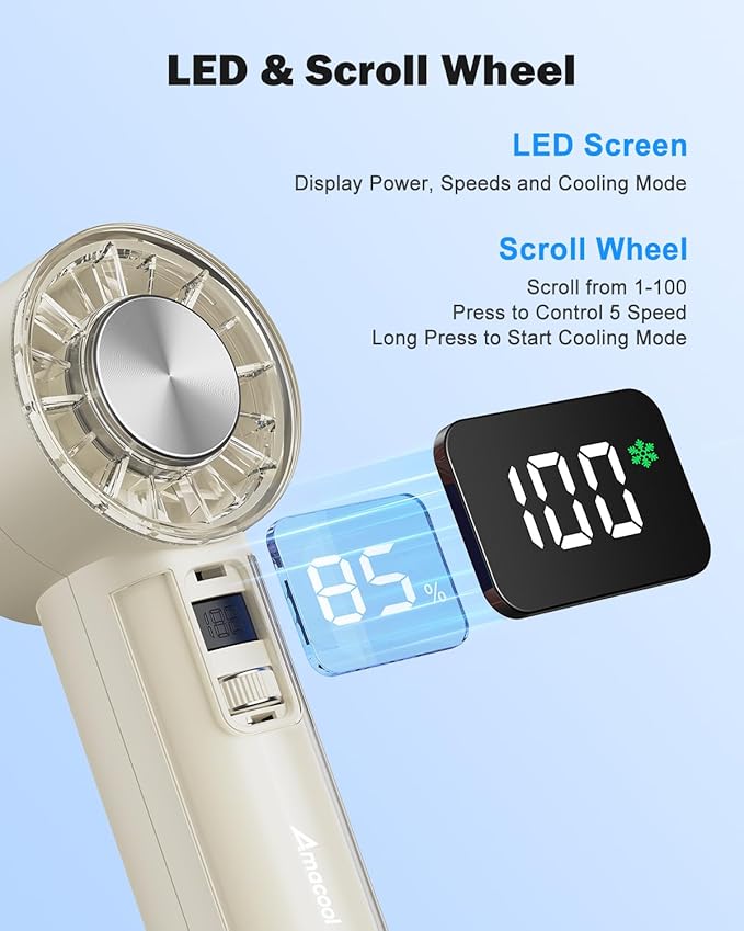 AMACOOL Handheld Fan with Ice Cooler, Mothers Day Gifts for Mom Her Women Girl, Mini Portable Cooling Fan, Small Yet Powerful, Personal Hand Fans for Travel Essentials Beach Makeup Must Have