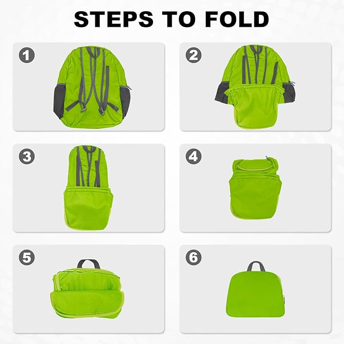 HOLYLUCK 20L Lightweight Packable Hiking Daypack Foldable Backpack for Men Women Small Travel Outdoor Foldable Shoulder Bag-green