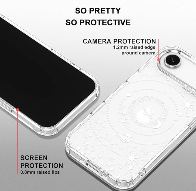MOSNOVO for iPhone Air Case | Military Grade 6.6ft Drop Tested | Camera Control | Clear with Galaxy Design