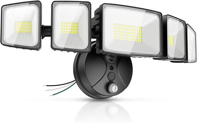 Onforu 120W 12000LM Dusk to Dawn Outdoor Lighting,5 Heads Flood Lights Outdoor,6500K Super Bright Automatic Outdoor Lighting,IP66 Waterproof Hardwired LED Security Lights for Garage,Yard,Outside
