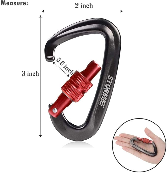 STURME 12kN (2697 lbs) Heavy Duty Locking Carabiner Clips for Outdoor, Camping, Hiking, Securing Pets, Hammock, Dog Leash Harness