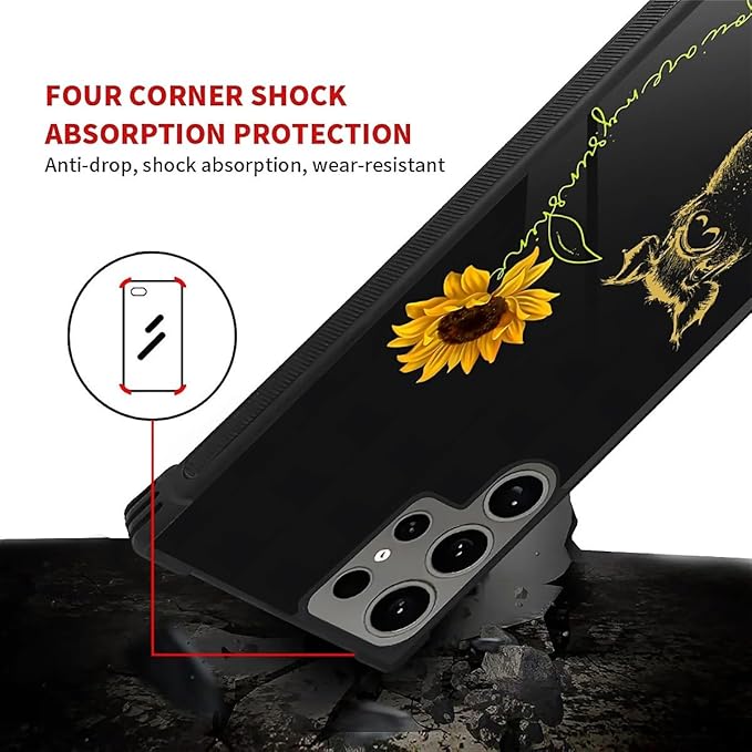 for Samsung Galaxy S24 Ultra Case, Pig Sunflower Yellow Sunshine Pattern Graphic Design Girl Boy Soft Silicone Hard Acrylic Shock Protection for Samsung Galaxy S24 Ultra