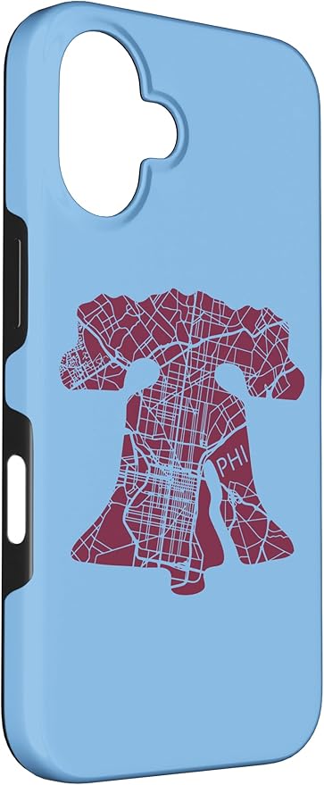 Philadelphia Street Map Liberty Bell Vintage Maroon Philly Case for iPhone 16