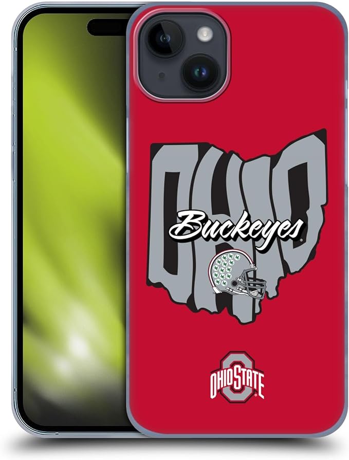 Head Case Designs Officially Licensed Ohio State University Map Football Graphics Hard Back Case Compatible with Apple iPhone 15 Plus