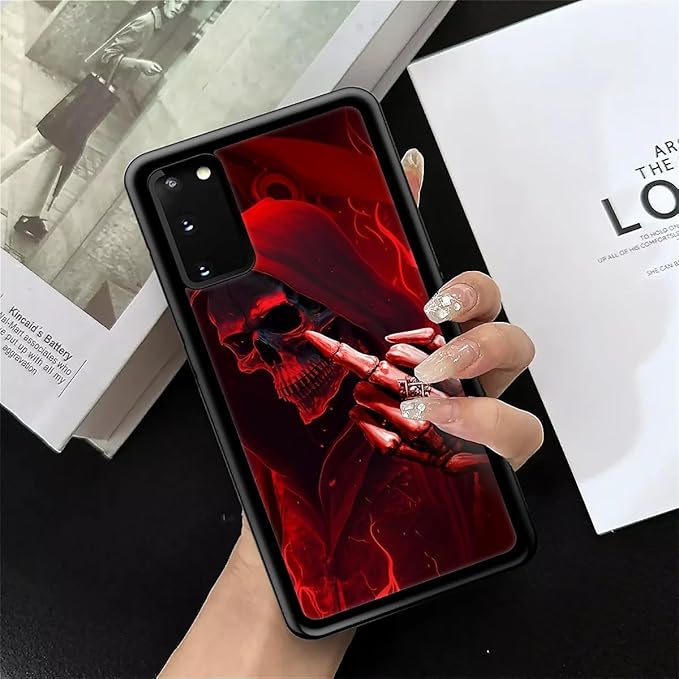 for Samsung Galaxy S20 Case, Gestures Funny Skull Pattern Graphic Design Girl Boy Soft Silicone Hard Acrylic Shock Protection for Samsung Galaxy S20