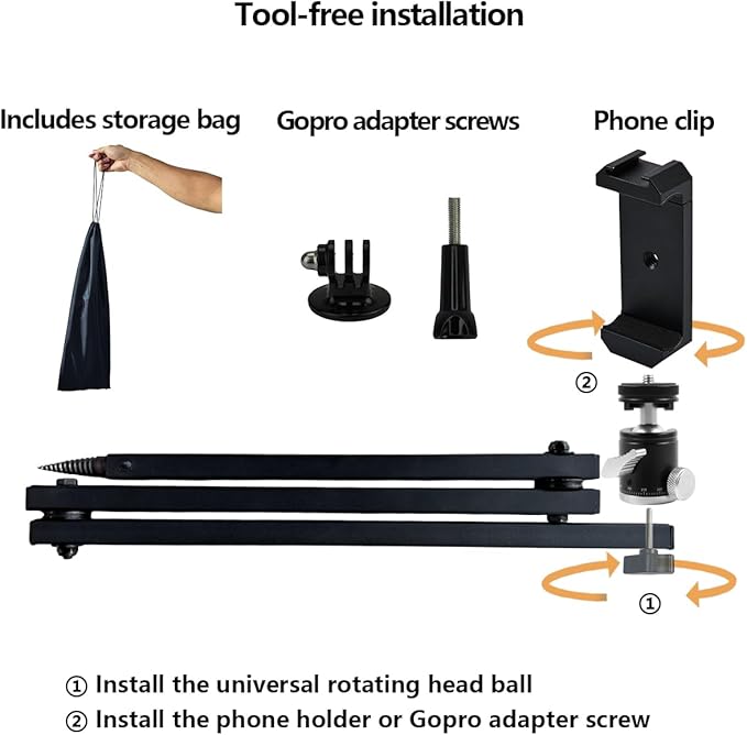 Tree Stand Phone Mount for Hunting,Treestand Phone Holder for Self Filming Hunts,Camera Arm for Hunting, Compatible Gopro, iPhone, Mevo Start and Outfitter Action Camera