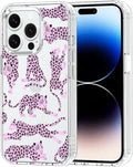 MOSNOVO Case for iPhone 14 Pro, [Buffertech 6.6ft Military-Grade Drop Protection] [Anti Peel Off Tech] Clear TPU Bumper Phone Case Cover Design - Pink Leopard