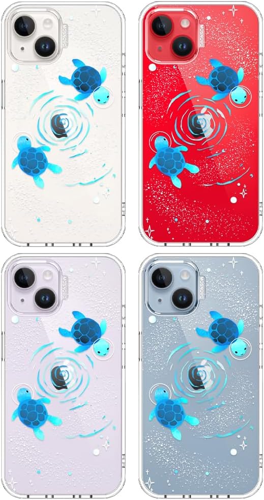 MOSNOVO for iPhone 13/14 Case | Military Grade 6.6ft Drop Tested | Clear with Space Turtle Design
