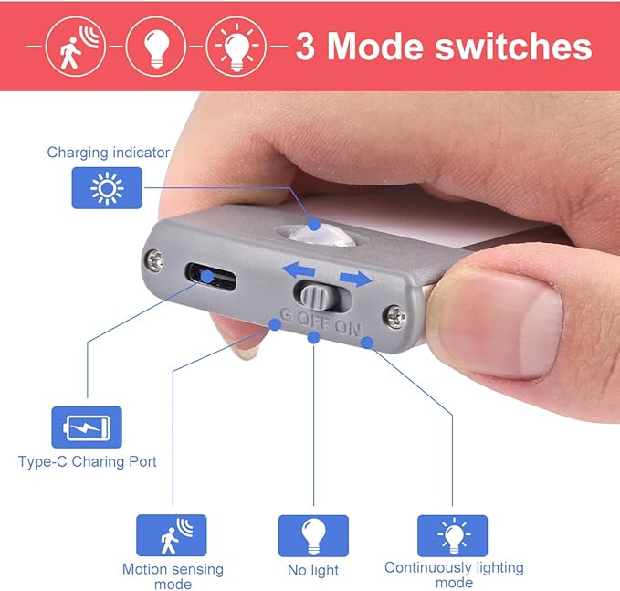 54-LED Motion Sensor Cabinet Light,Under Counter Closet Wireless USB Rechargeable Kitchen Night Lights,Battery Powered for Wardrobe,Cabinet,Cupboard（Warm Light）-2Pack