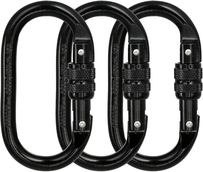 Heavy Duty Locking Climbing Carabiner Clip CE Rated 25 kN 5600 LB Rugged Terrain Approved Industrial Strength Twist Lock Carabiners Clips for Rigging, Ropes, Hammocks, Camping