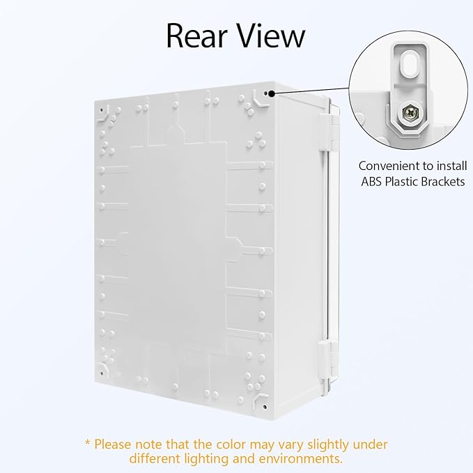 Electrical Box IP65 Waterproof ABS Plastic Enclosure Outdoor and Indoor Project Box Hinged Clear Cover with Mounting Plate Wall Brackets, Outer Dimension 15.7"x 11.8" x 7.1", Grey