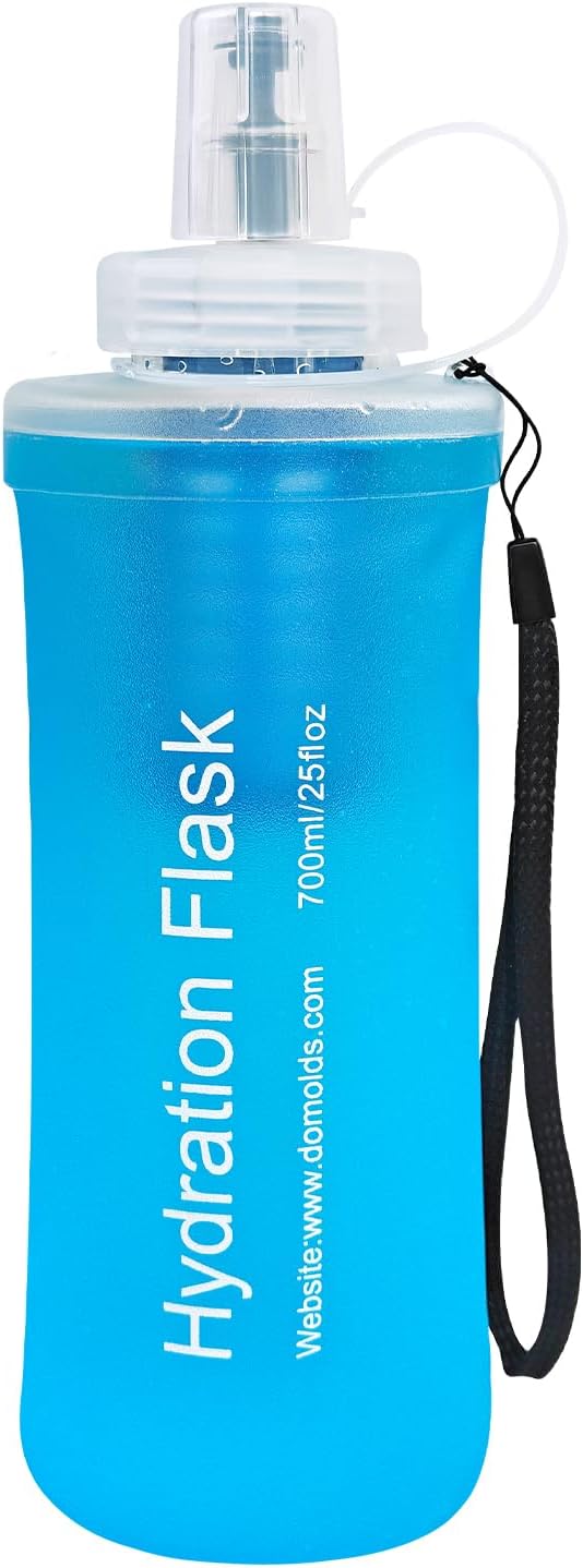 700ML Collapsible Water Bottle with Filter for Hiking, Camping & Travel - TPU Soft Flask, 0.1 Micrometer Hollow Fiber Membrane for Clearer, Better Tasting Outdoor Water(Blue)