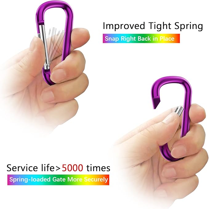 sprookber 2.28" Small Carabiner Clip Keychain, D Ring Caribeaner Clip, Key Clip Caribeener Multipurpose, Set of 20 Pack