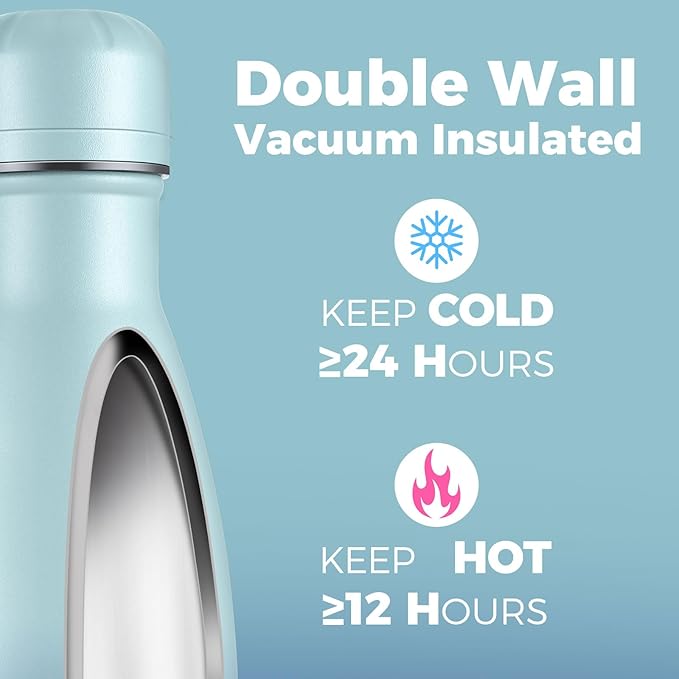 Volhoply 17oz Insulated Water Bottles MultiPack, BPA Free Water Bottle for Kids, Gym, Travel, Sports, Available in Packs of 1, 4, or 8（Green Blue,4 Pack）