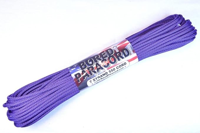 BORED? PARACORD! 550 lb Paracord – Ideal for Crafting, DIY Projects, Camping, Military & Active Outdoors – 300+ Colors – Tactical Parachute Cord Type III – Strong - Acid Purple Diamonds 50 Feet