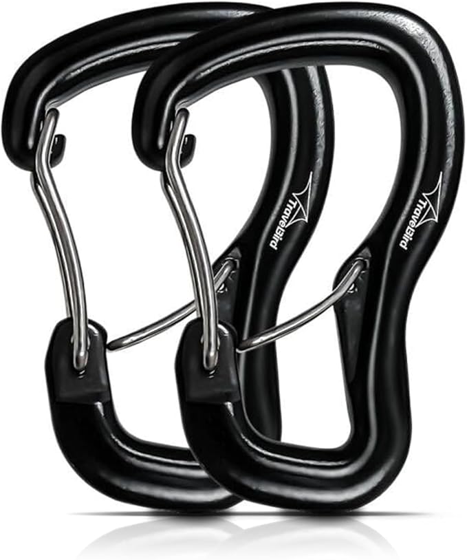 Heavy Duty Carabiner Clip Hook 8KN (1763 lbs), 2 PCS Ultra-Light Aluminum Caribeaners with Double Door D Ring Shape, for Hammock, Camping, Hiking, Backpacking, Dog Leash, Keychain Clip