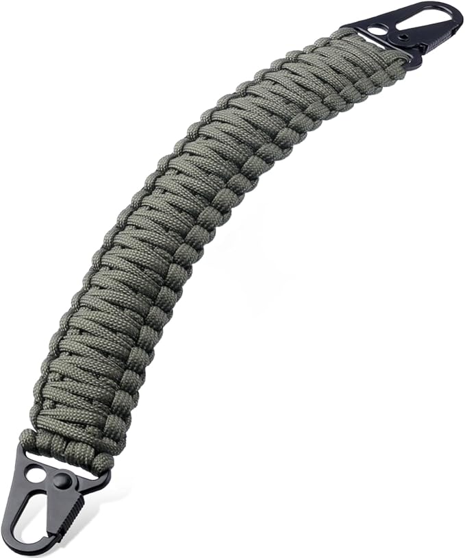 Tactical Paracord Handle，9-core Weaving Paracord Strap for Bag Strap Replacement，Molle Attachment with Metal/Plastic Clips for Backpack Sling Bags Water Bottle Holder