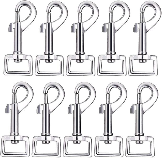 Swivel Snap Hooks, Lucky Goddness 10pcs Metal Heavy Duty Square Eye Clasp Buckle Trigger Clip Multipurpose- Best for Spring Pet Buckle, Key Chain for Linking Dog Leash Collar, Handmade Crafts Project