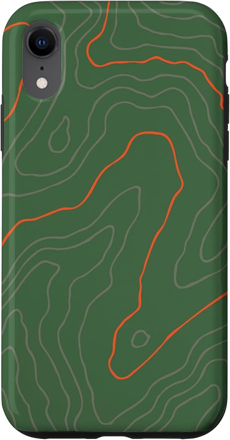 Backcountry Topo Guide Orange Lines Topographical Map Case for iPhone XR