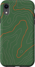 Backcountry Topo Guide Orange Lines Topographical Map Case for iPhone XR
