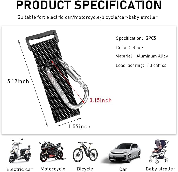 KVAEY 2 Pack Multipurpose Hook for Hanging Helmet, Goggle, Headsets, Durable Carabiners, Roll Bar Accessory Hook Hanger (Silver)