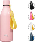 Konokyo Insulated Water Bottle with Strap,18 oz Double Wall Stainless Steel Vacuum Bottles Metal Water Flask,Light Pink