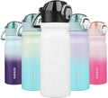BJPKPK Water Bottle with Straw 18oz Insulated Water Bottles Reusable Stainless Steel Metal Thermal Flask with Leak Proof Lockable Lid and Carry Handle,Cream Leopard