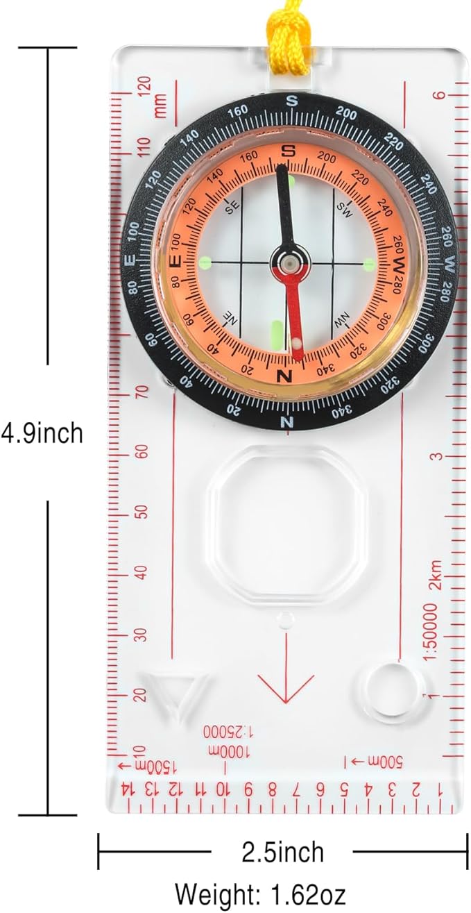 Eyeskey Multifunctional Military Sighting Navigation Compass with Inclinometer | Impact Resistant & Waterproof Compass for Hiking, Camping