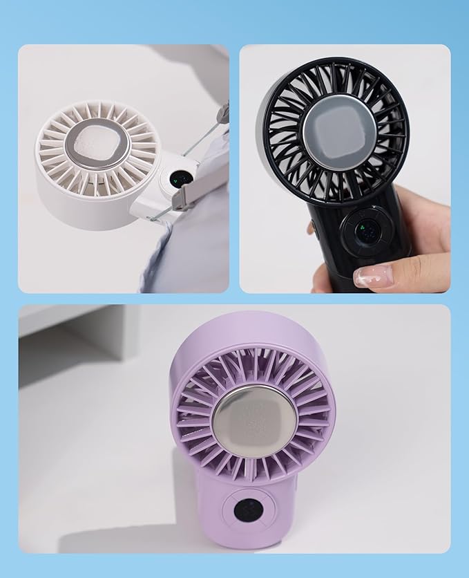 2026 Upgrade 3 In 1 Handheld Portable Turbo Fan with Ice Cooler,Rechargeable 100 Speed Mini Personal Fan 10500 RPM Small Pocket Fans Makeup fan for Outdoor,Office,Camping,Travel-Purple
