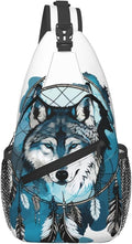 Native Wolf And Deam Catcher Sling Bag For Women Men Fashion Wolf Print Backpack Crossbody Shoulder Bag Sling Backpack Chest Bag Travel Hiking Casual Sport Daypack