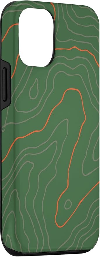 Backcountry Topo Guide Orange Lines Topographical Map Case for iPhone 12/12 Pro