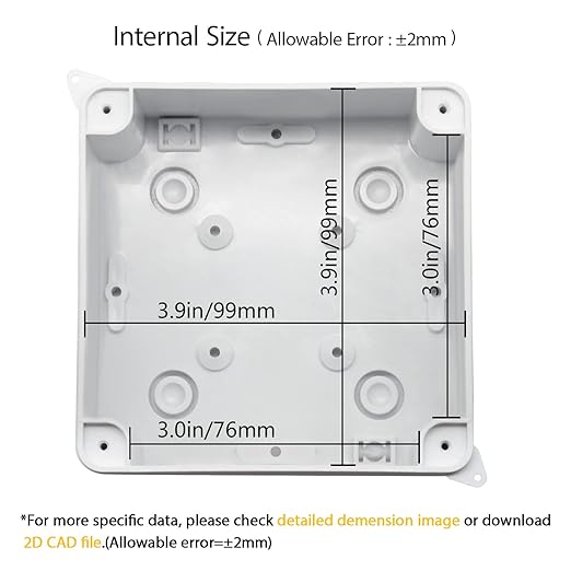 LeMotech Junction Box, Electrical Box IP65 Water Resistant Dustproof ABS Plastic Project Enclosure for Electronics White, External Size 3.9 x 3.9 x 2.8 inch
