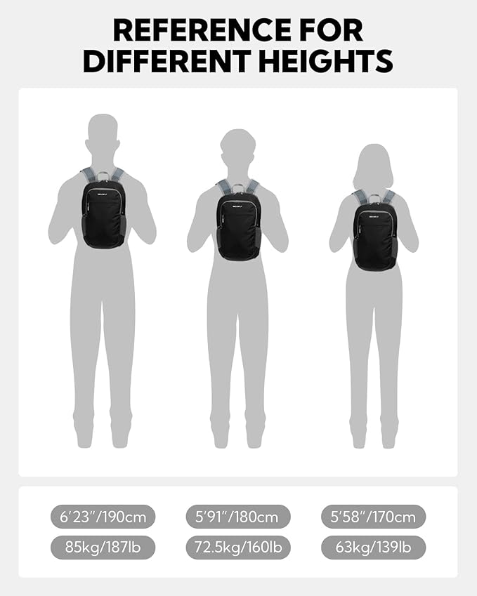 WATERFLY Packable Lightweight Small Backpack: 15L Foldable Mini Hiking Daypack - Ultralight Compact Day Pack for Women Men Outdoor Travel Camping Walking - Black