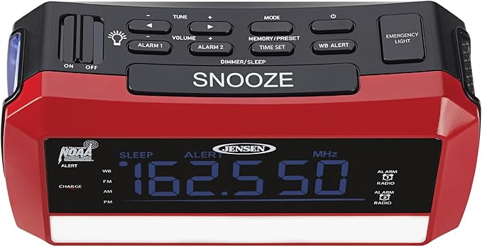 Digital AM/FM Weather Band Alarm Clock Radio with NOAA Weather Alert, Emergency Light and Built-in Flashlight