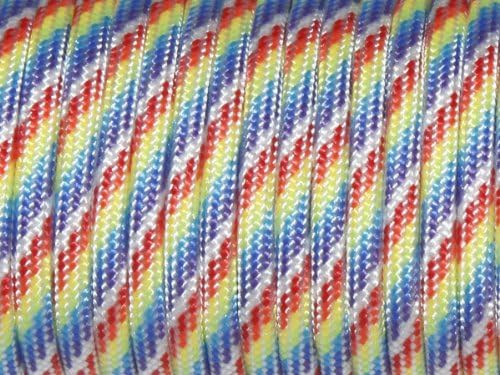 7 Strand Core 550lb Paracord Parachute Cord Lanyard Mil Spec Type III-100ft (Rainbow Color(27#))