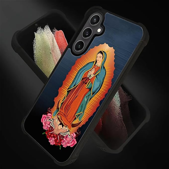 for Samsung Galaxy S23 FE Case, Red Virgen Guadalupe Pattern Graphic Design Girl Boy Soft Silicone Hard Acrylic Shock Protection for Samsung Galaxy S23 FE