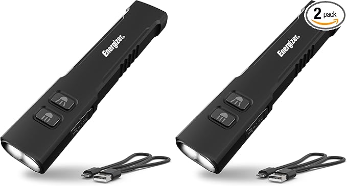 Energizer 1200SL-R Flashlight Rechargeable for EDC, Tactical Flashlight Ultra Bright, IPX4 Water-Resistant, USB-C Cable Included (Pack of 2)