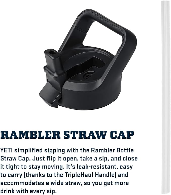 YETI Rambler 26 oz Bottle, Vacuum Insulated, Stainless Steel with Color Matching Straw Cap