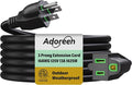Adoreen Outdoor Power Extension Cord 30 Ft, 3 Prong 16 AWG Grounded Wire Heavy Duty Weatherproof Electric Cable for Indoor Christmas Light Lamp, 13A 125V 1625W, SJTW-ETL- Black with Green