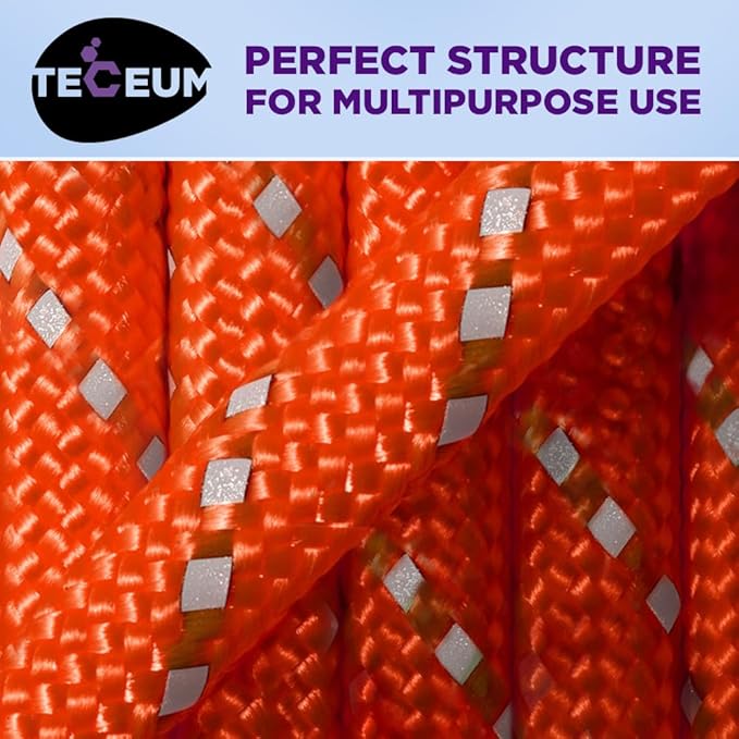 TECEUM Reflective Paracord Rope 1000 – 1000ft/200ft/100ft/50ft – 40+ Colors – Glow in The Dark – para Cord – Utility Rope for Survival, Hunting & Camping Gear – Nylon String, Camping Rope, Tent Cord