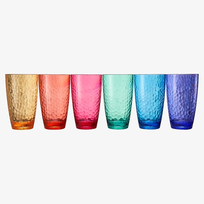 Khen Iceberg Plastic Reusable Drinking Glasses (Set of 6) Restaurant Cups Style 19 oz Acrylic Unbreakable Water Tumbler, Juice, Wine Cups | BPA-Free1 | Top-Rack Dishwasher Safe, Tritan Shatterproof