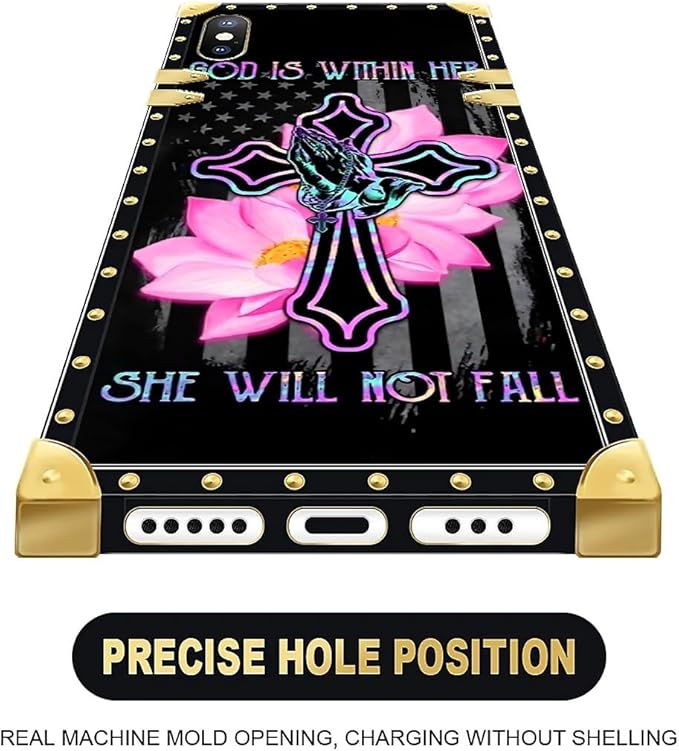 Compatible with iPhone Xs Max Case, Praying Cross Hands Luxury Golden Decoration for Girl Women Soft TPU Shockproof Protective Hard PC Back for iPhone Xs Max