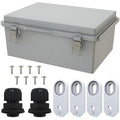 MAKERELE Grey Electrical Junction Box for Outdoor Waterproofing,Outsourced IP67 ABS Plastic, Including Mounting Plate,Wall Bracket,Hinged Cover, and 3/4" NPT*2(13.8"×9.8"×5.9")