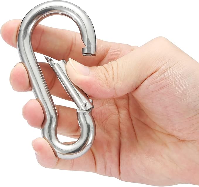 sprookber Stainless Steel Spring Snap Hook Carabiner - 304 Stainless Steel Clips, Set of 6