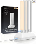Under Cabinet Lighting with Charging Station, 2000mAh Rechargeable Motion Sensor Light Indoor, 3 Color Tempers Dimmable Closet Lights Wireless, Magnetic Under Cabinet Lights for Kitchen, 3-Pack