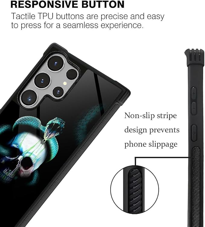 for Samsung Galaxy S26 Ultra Case,Graphic Design for Girl Boy Soft Silicone Hard Acrylic Shock Protection Designed for Samsung Galaxy S26 Ultra Skeleton Winding Snake Pattern