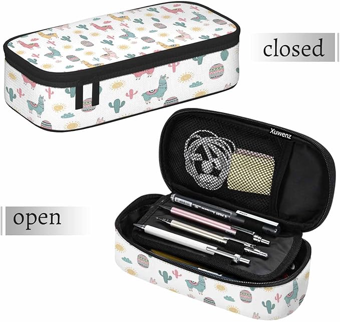 Llama Camels Pencil Case Cactus Alpacas Cacti Plants Animal Pencil Bag Pen Markers Pouch Holder Organizer for Boy Girl School Students