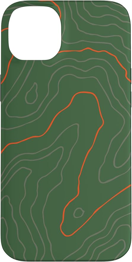 Backcountry Topo Guide Orange Lines Topographical Map Case for iPhone 14 Plus