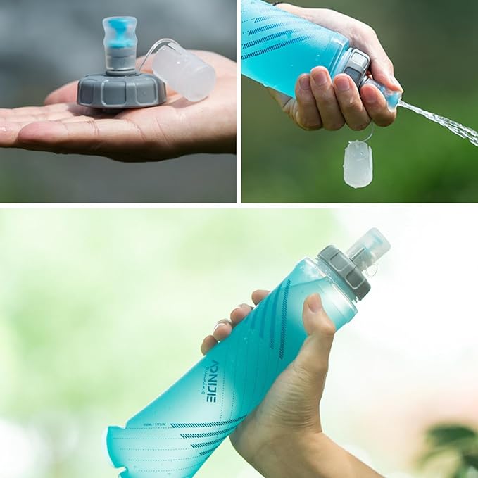 Azarxis TPU Soft Flask Collapsible Water Bottle Running Folding Gel Water Reservoir Handheld for Hydration Pack Hiking Cycling Climbing Jogging Marathon Trail Race